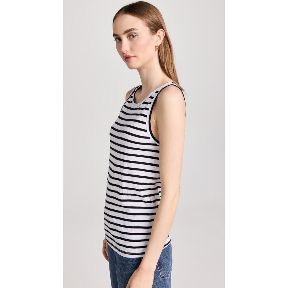 ENZA COSTA Easy Tank Womens Small White Black Cotton Cashmere Sleeveless NEW - Picture 3 of 13